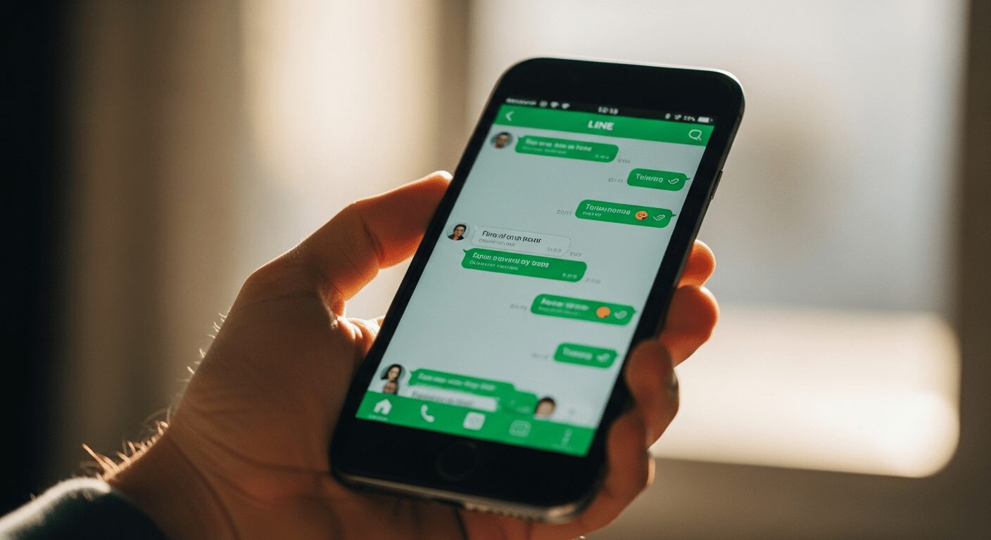 スマートフォンでLINE公式アカウントを操作する様子