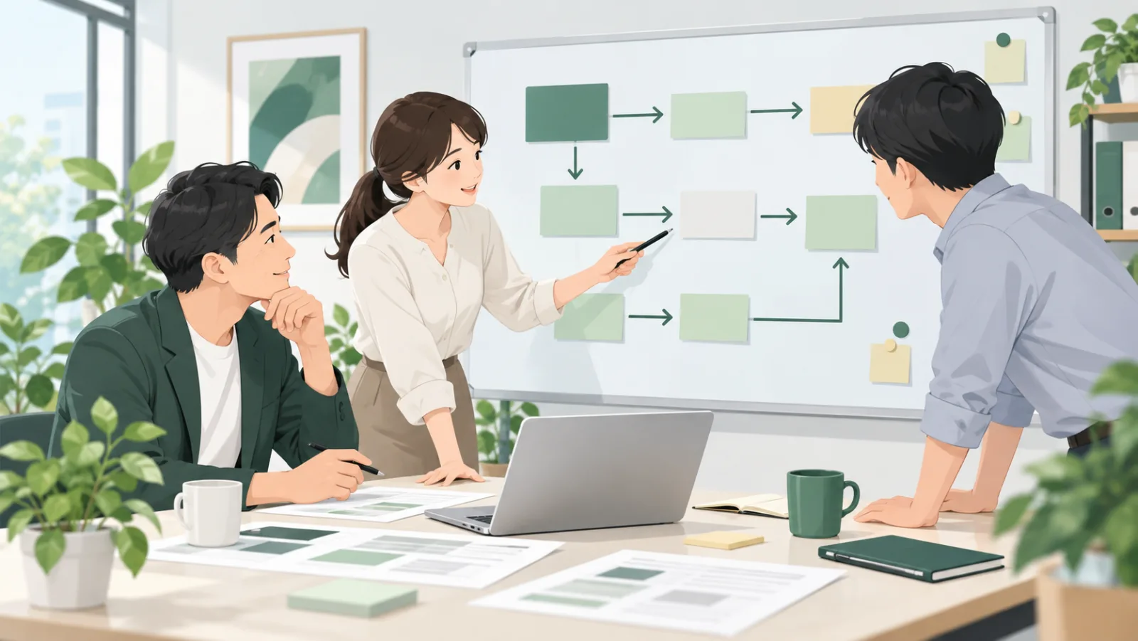 業務の流れを可視化する小規模事業者のチーム